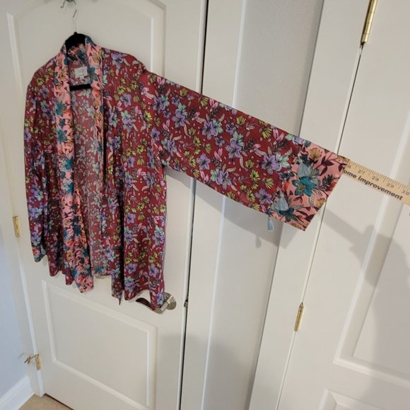 Johnny Was Silk Smoking Jacket/Kimono  XL size  NWOT - Picture 7 of 13